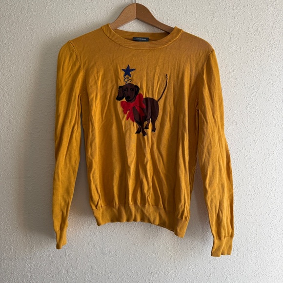 Modcloth Yellow Dachshund Weiner Dog Pullover Crewneck Sweater Size Large - Picture 2 of 6